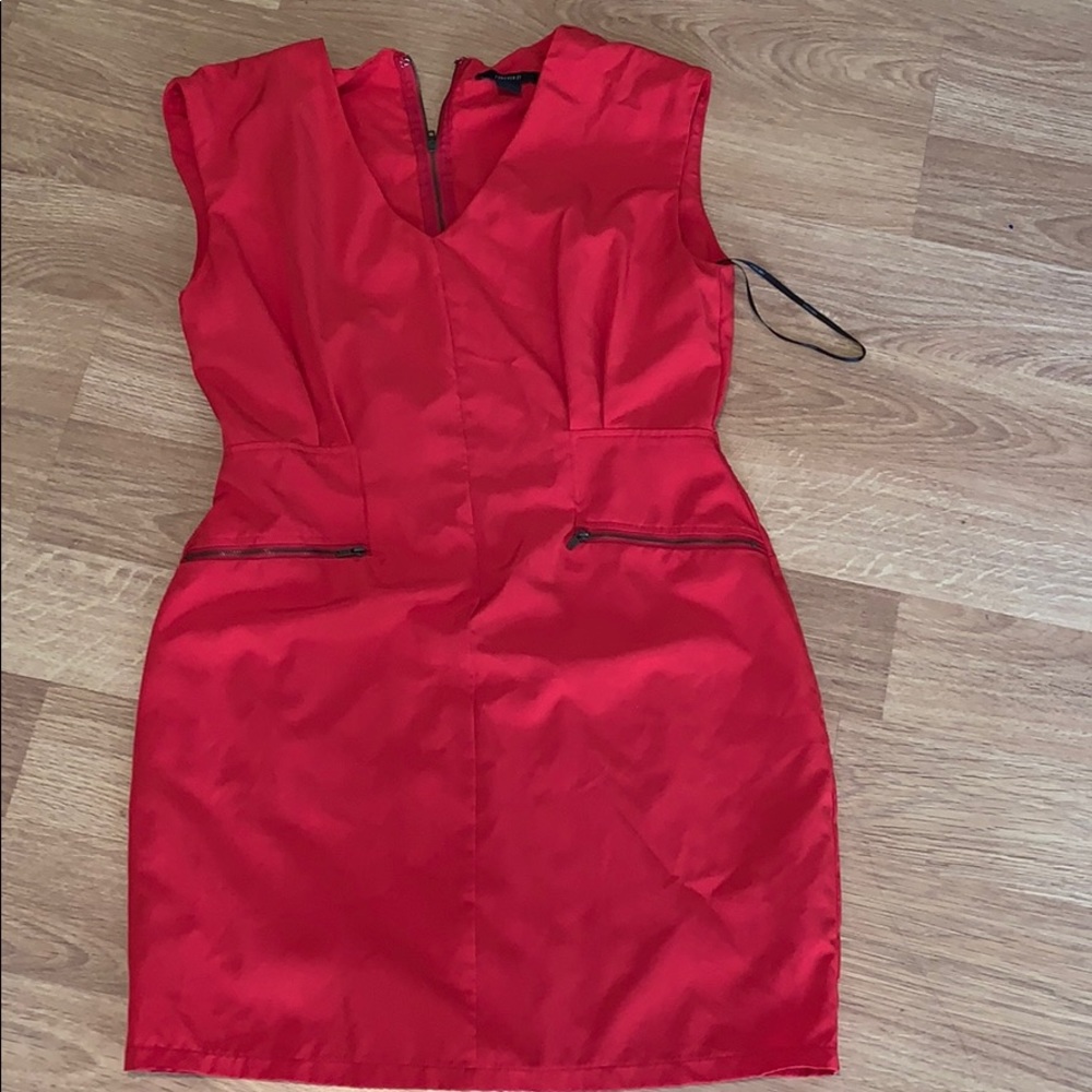 Red zip up dress sleeveless